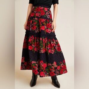 Anthropologie • Eva Franco Danette Tiered Corduroy Maxi Skirt